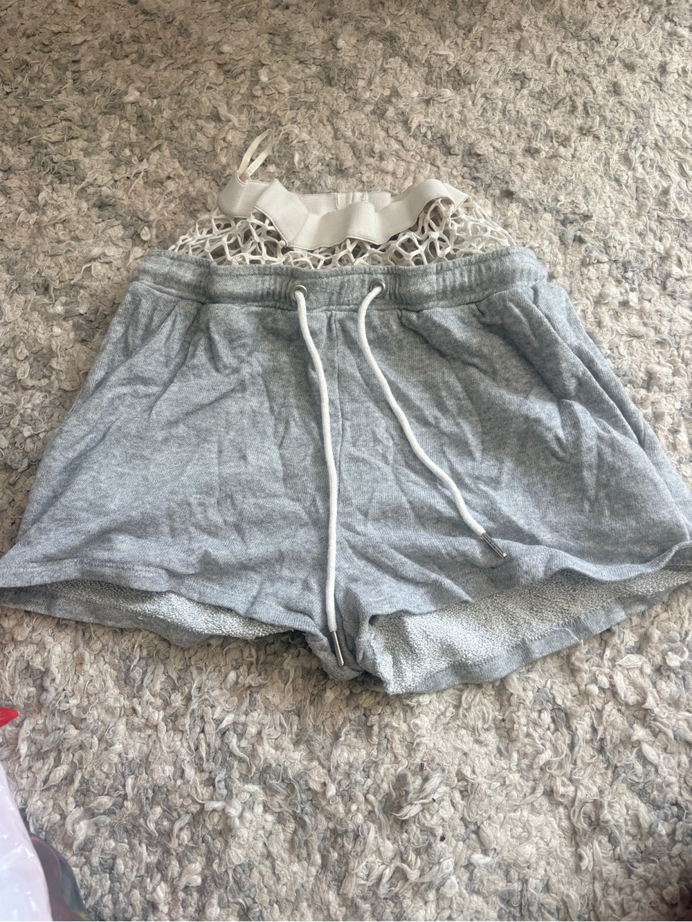 Fashion Nova Gray Terry Drawstring Lounge Shorts with White Cord